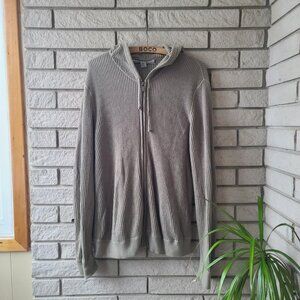 Y2K 'Michael Kors' Military green thermal full-zip hoodie sweatshirt men's L